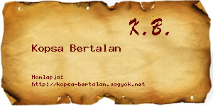 Kopsa Bertalan névjegykártya
