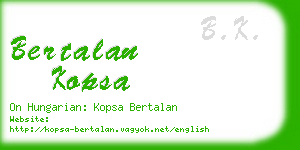 bertalan kopsa business card